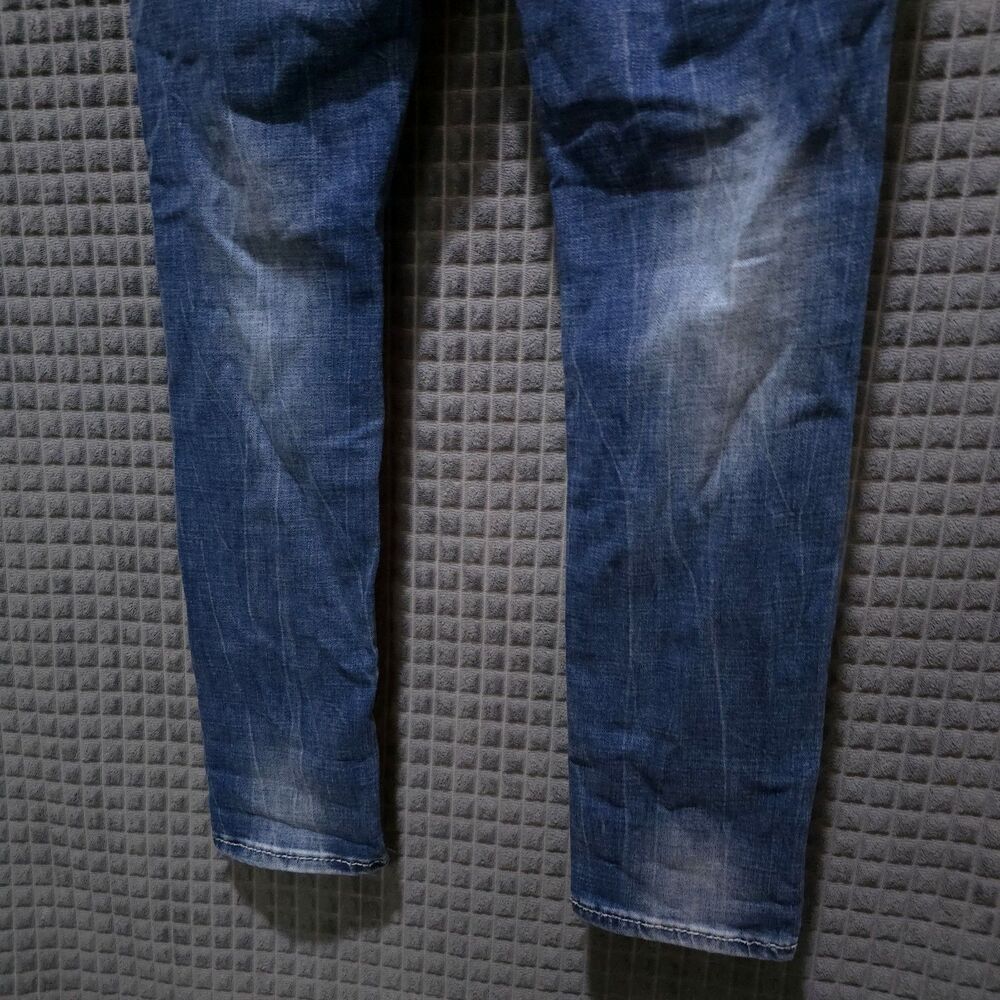Distressed Low Rise Skinny Jeans 32R 36x30 Y2K Lynx Glam Rock Grunge Punk Baddie - Picture 15 of 16